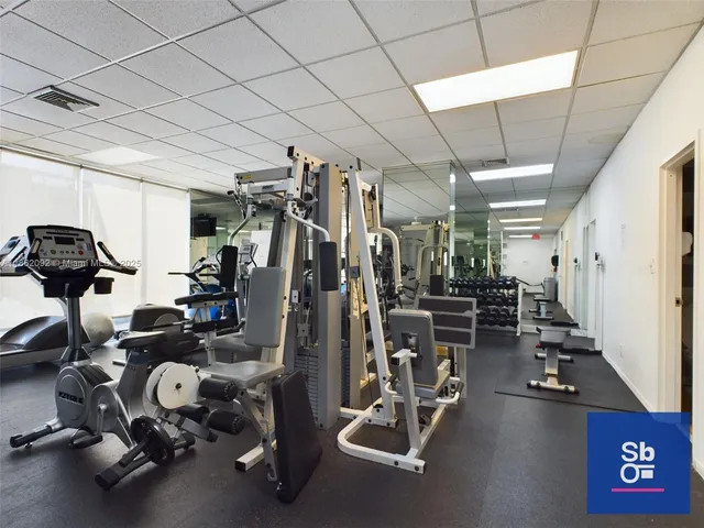 a view of a room with gym equipment
