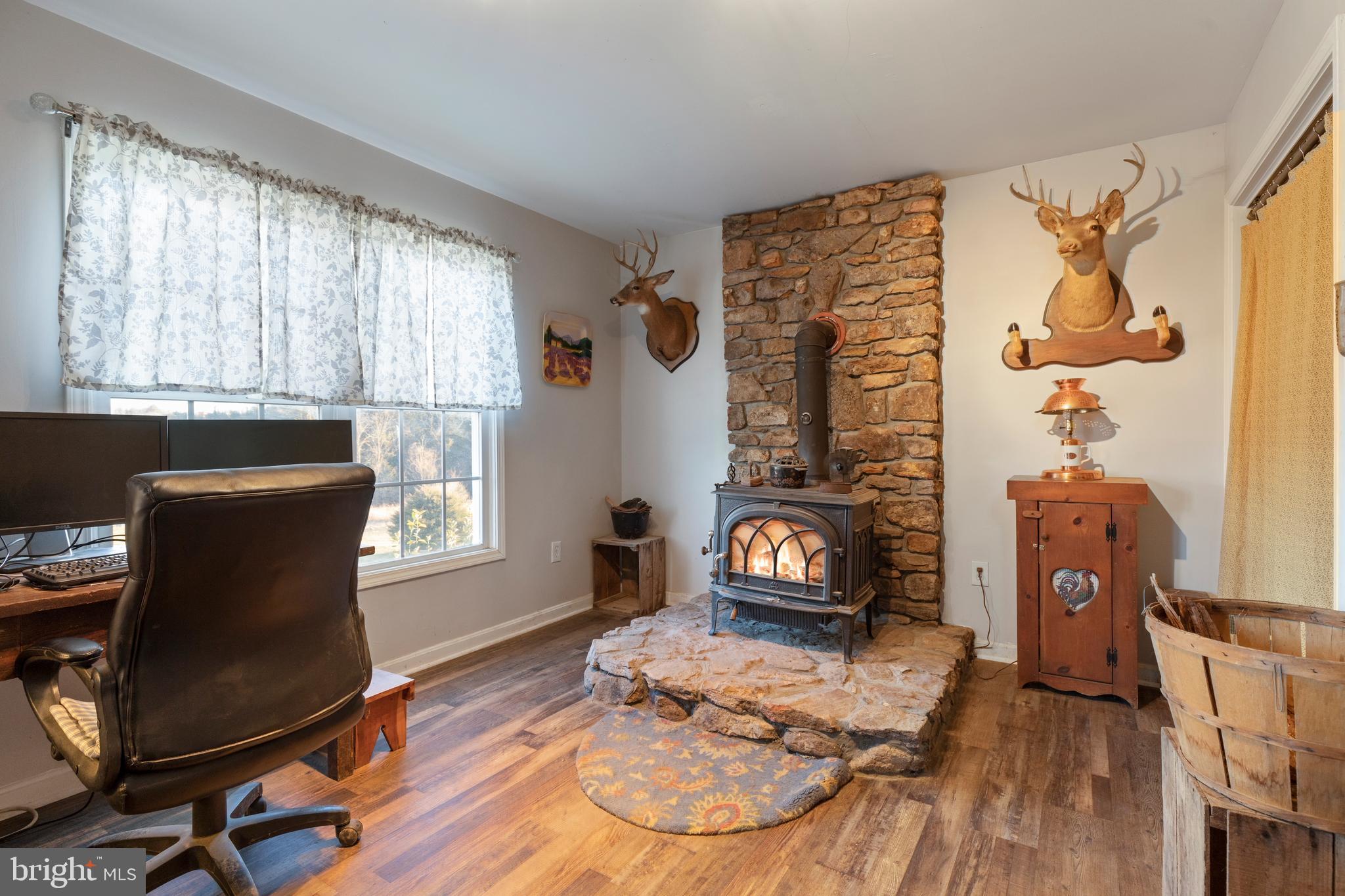 1503 Cottontown Road Strasburg, VA 22657 - Photo 8 of 42 Sitting Room with Wood Stove and Stone Wall