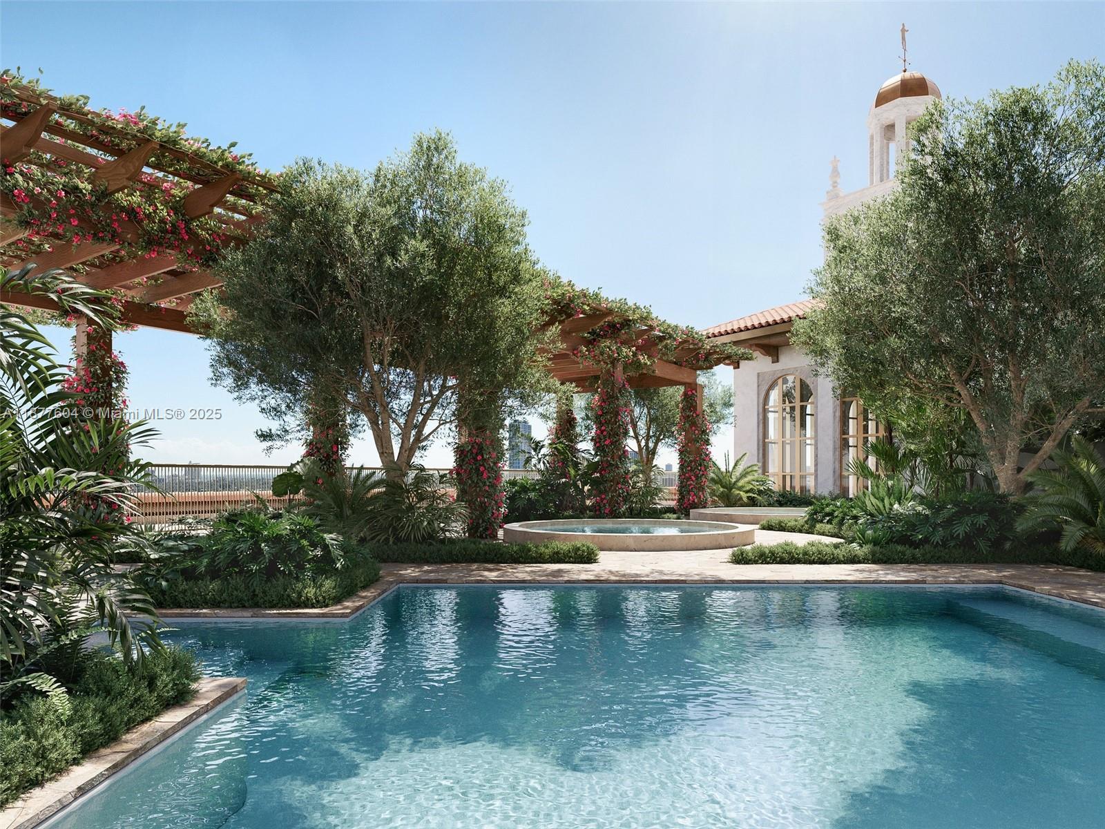 3000 Ponce De Leon, Unit 404 Miami, FL 33134 - Photo 11 of 23 a view of pool with water fountain and trees