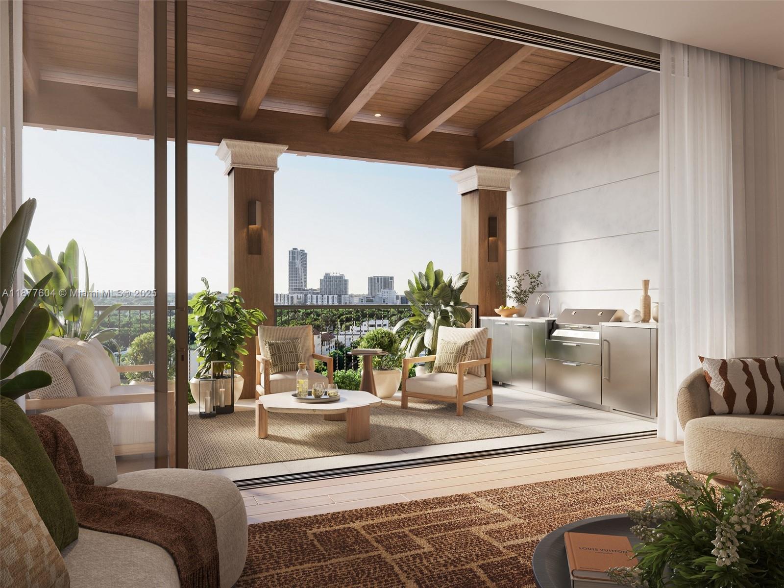 3000 Ponce De Leon, Unit 404 Miami, FL 33134 - Photo 8 of 23 a living room with furniture and a floor to ceiling window