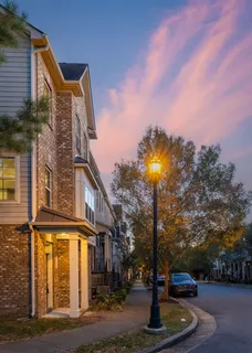 a front view of a building with street view