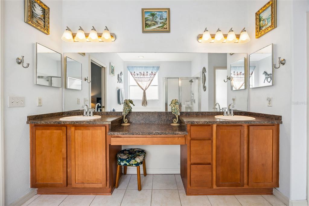 15092 Southwest 14th Avenue Road Ocala, FL 34473 - Photo 15 of 40 a spacious bathroom with a granite countertop sink and a mirror