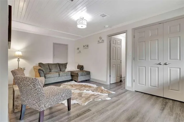 a living room with furniture