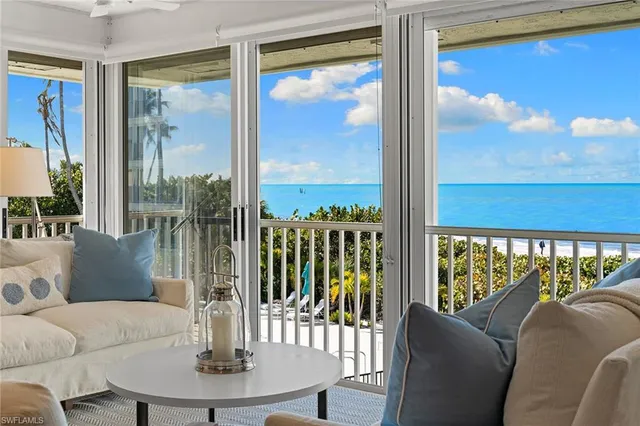 a view of a city from a dining room