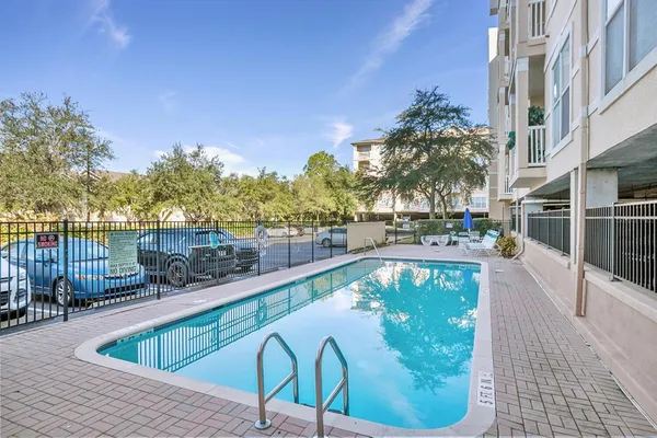 a view of a park with swings
