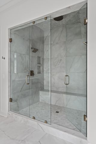 a bathroom with a shower