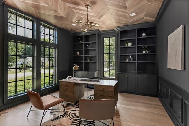 a work room with furniture