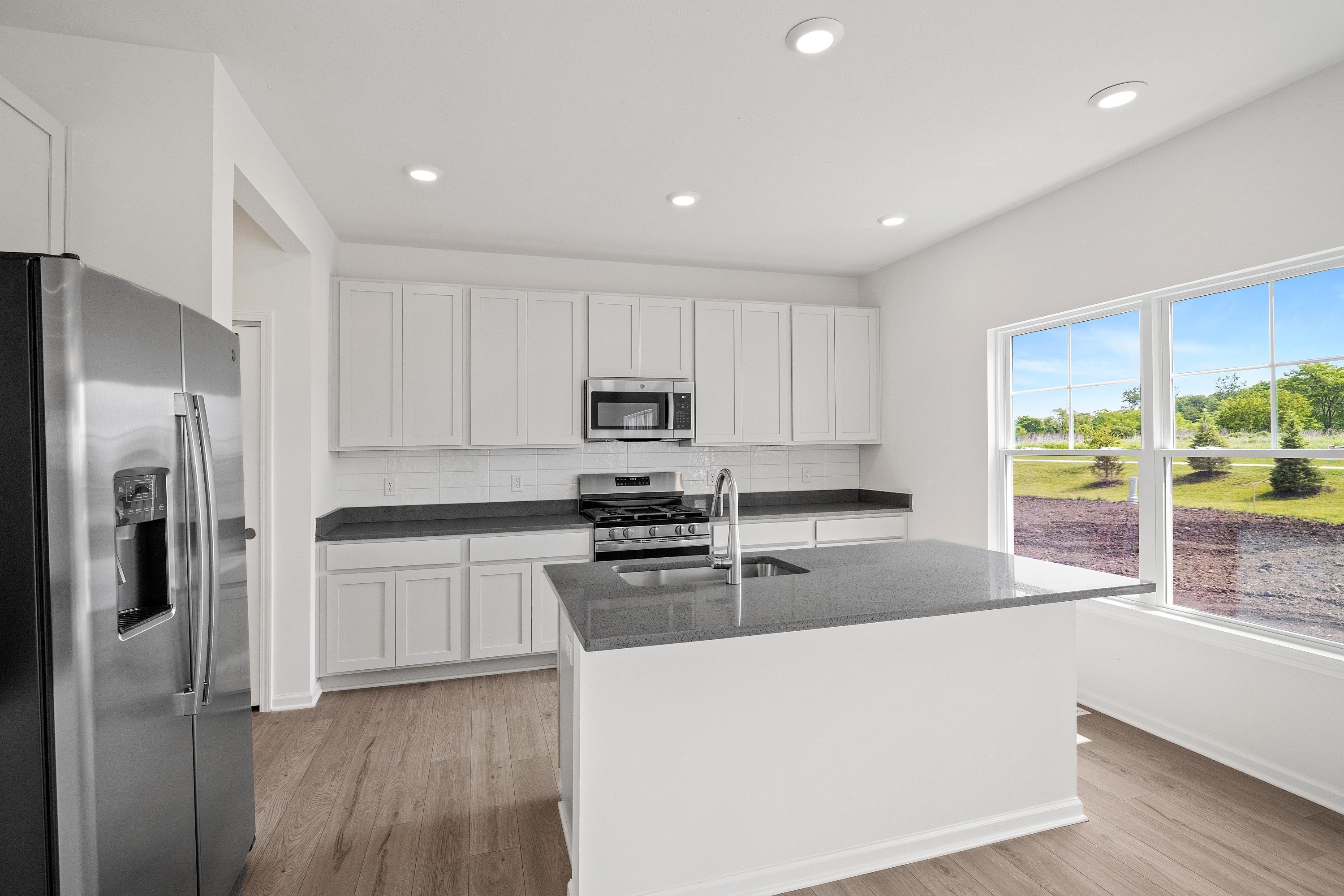 11031 Delta Drive Dyer, IN 46311 - Photo 11 of 24 a kitchen with stainless steel appliances granite countertop a refrigerator a sink and white cabinets