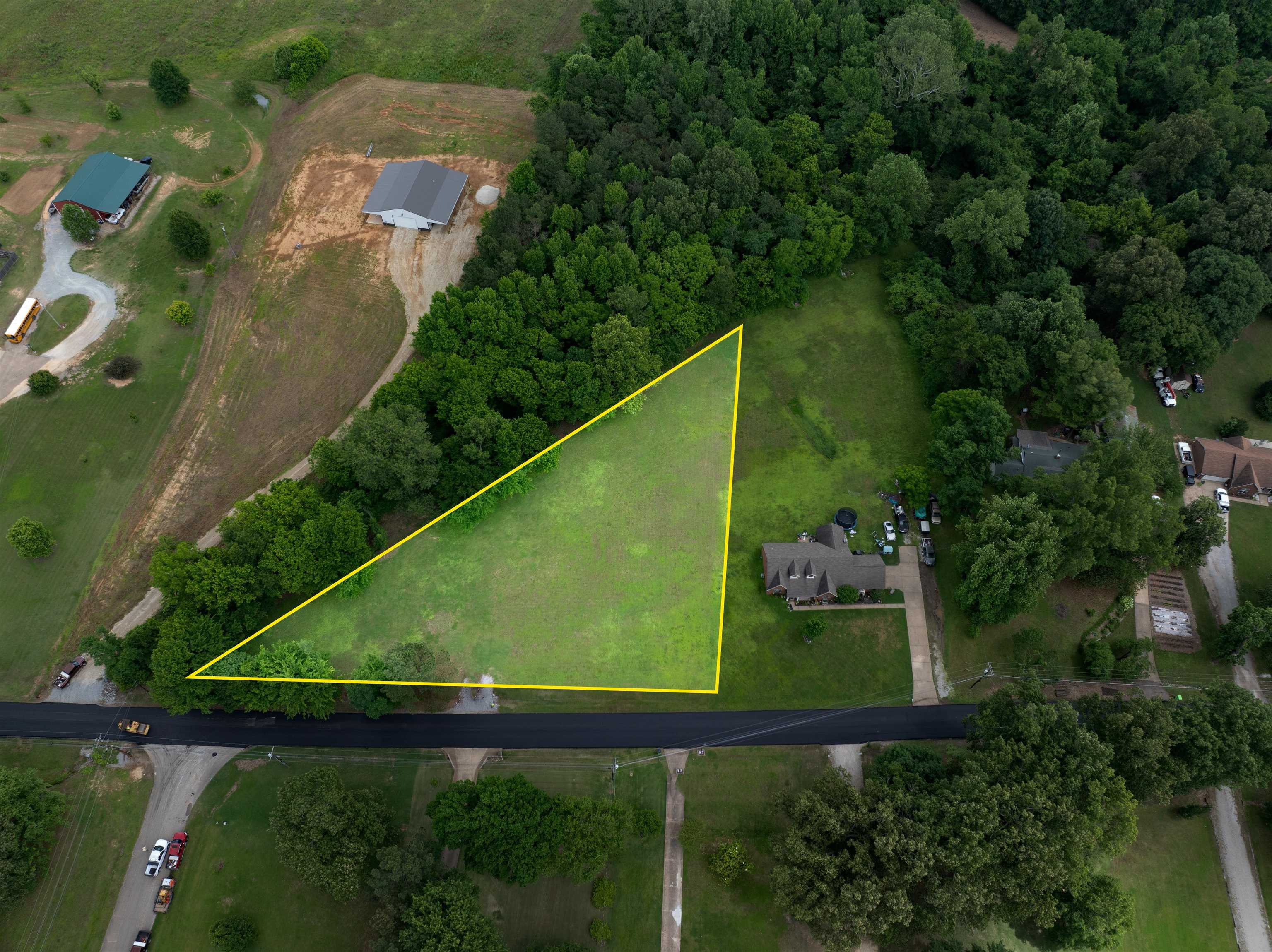 an aerial view of a house