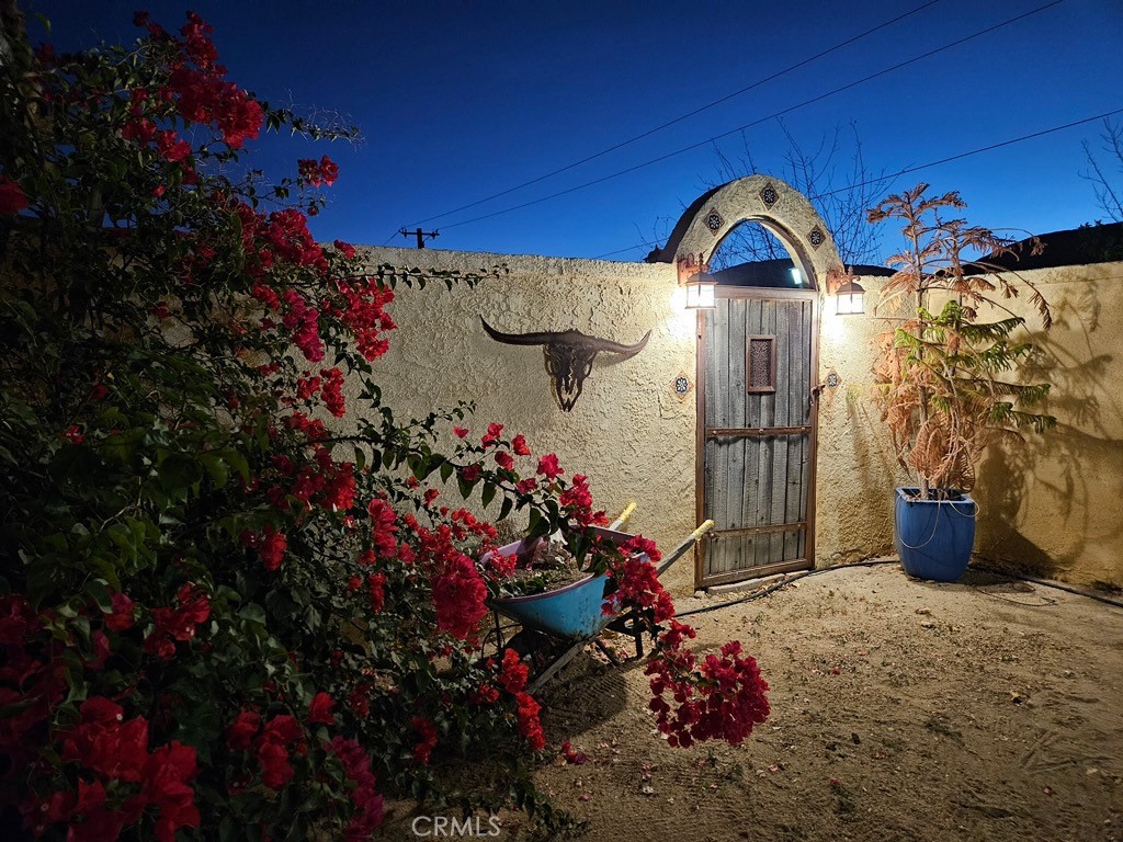 10341 Pinon Avenue Morongo Valley, CA 92256 - Photo 2 of 68 a view of a garage with a flower pot