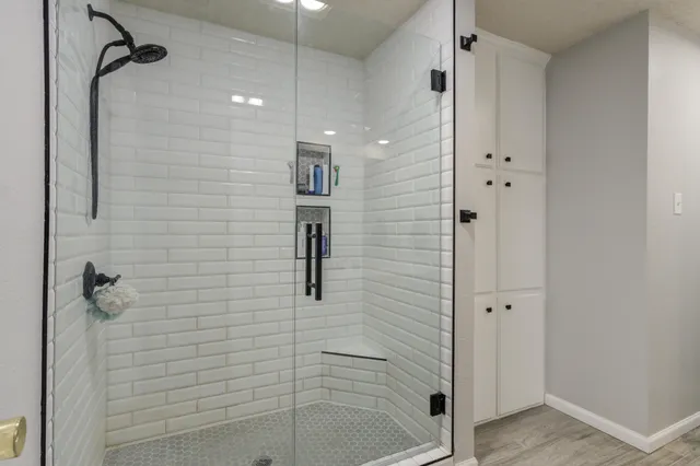a bathroom with a shower