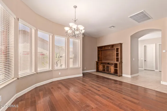 a view of a livingroom with a large window