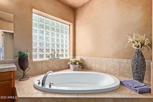 a bathroom with a tub