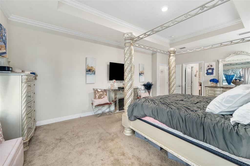 5615 Southwest 215th Terrace Newberry, FL 32669 - Photo 22 of 45 a spacious bedroom with a bed and a flat screen tv