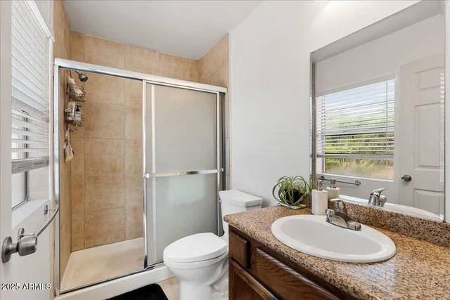 a bathroom with a sink toilet a mirror and shower