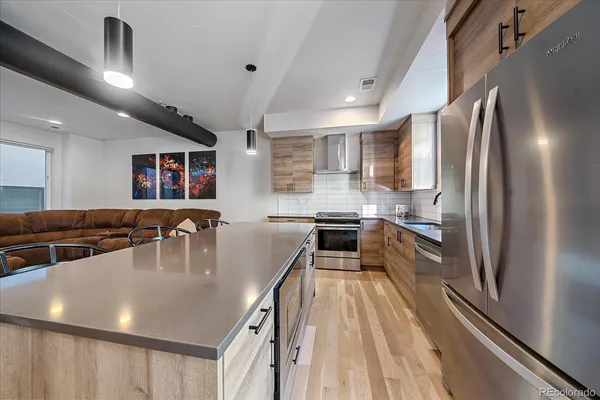 a city view with a sitting space