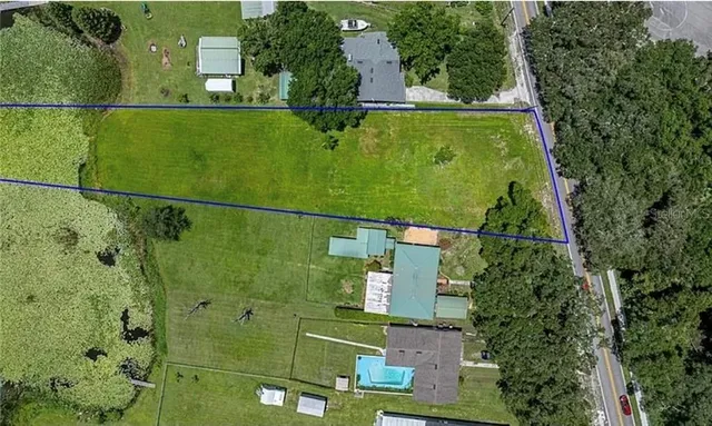 an aerial view of a house