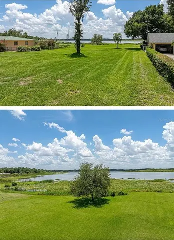 a view of a golf course with a big yard
