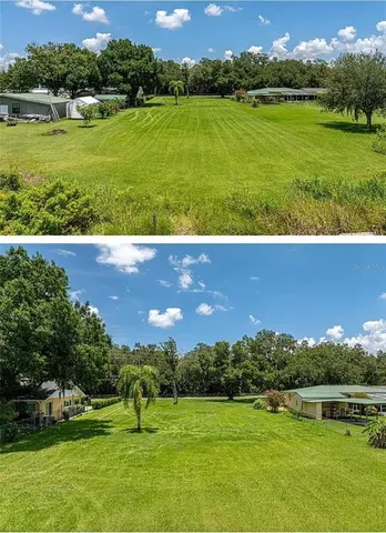 a view of a golf course with a lake