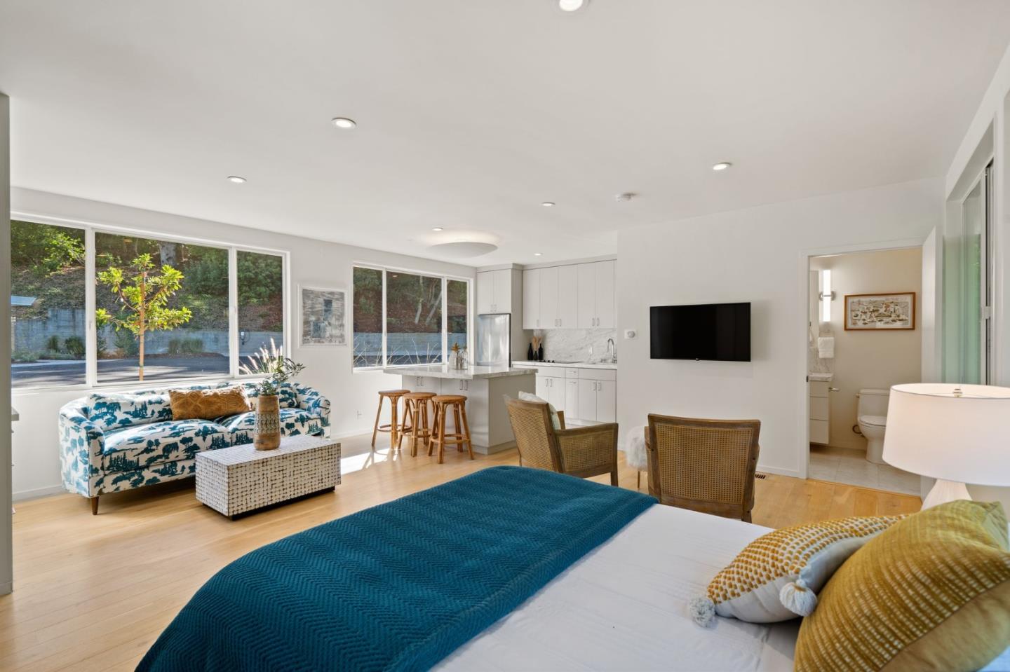 161 Eleanor Drive Woodside, CA 94062 - Photo 38 of 57 a living room with furniture and a flat screen tv