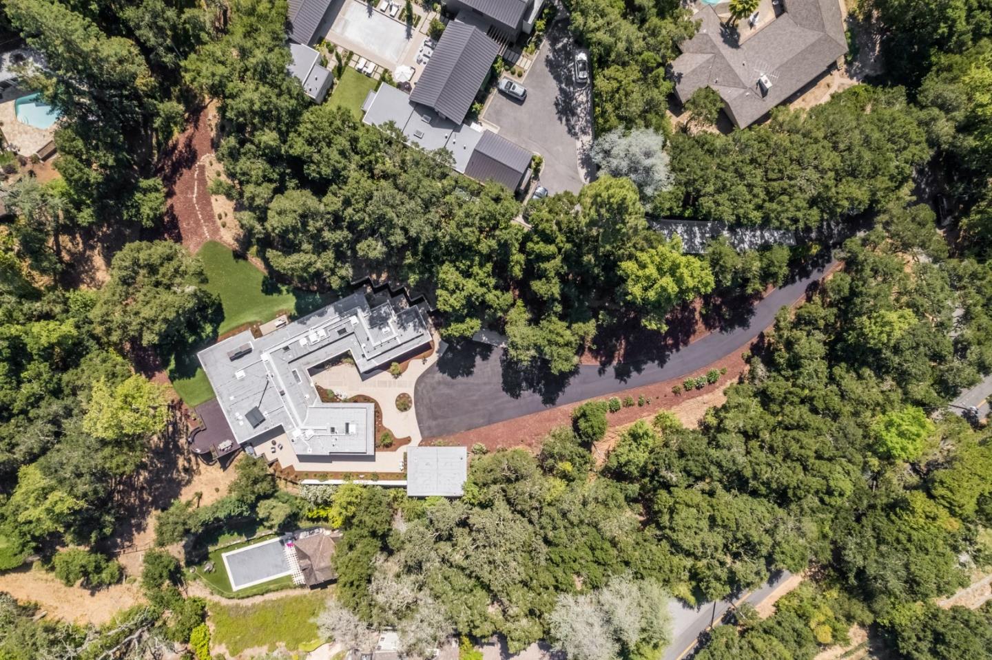 161 Eleanor Drive Woodside, CA 94062 - Photo 55 of 57 an aerial view of a house with a yard