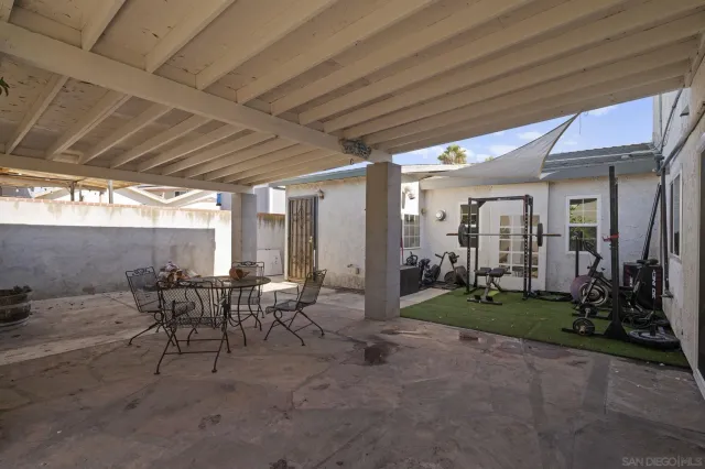 a outdoor space with lots of tables and chairs