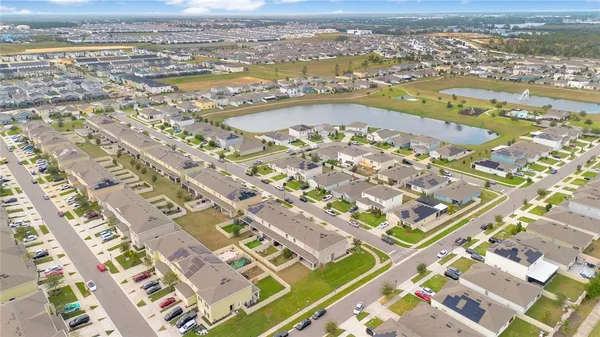 an aerial view of a city