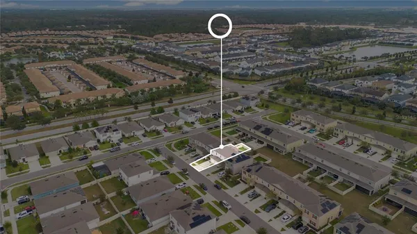 an aerial view of a house