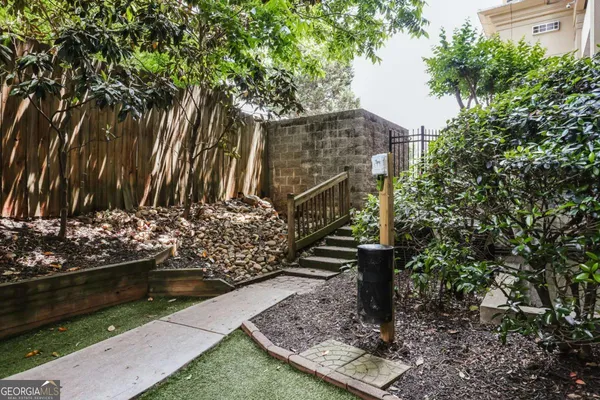 a view of a garden with plants