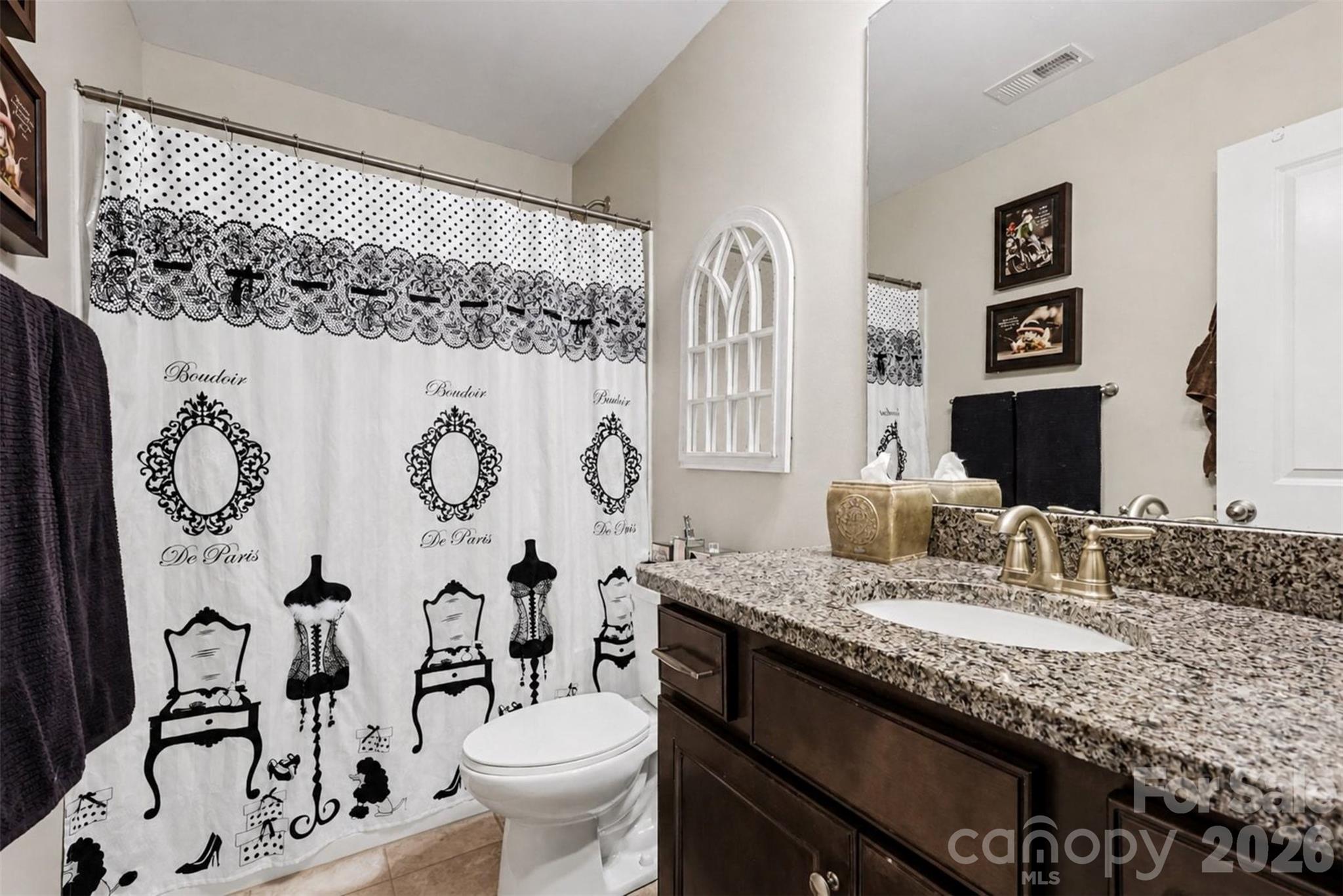 850 Coralbell Way Fort Mill, SC 29708 - Photo 29 of 44 a bathroom with a granite countertop sink and a mirror