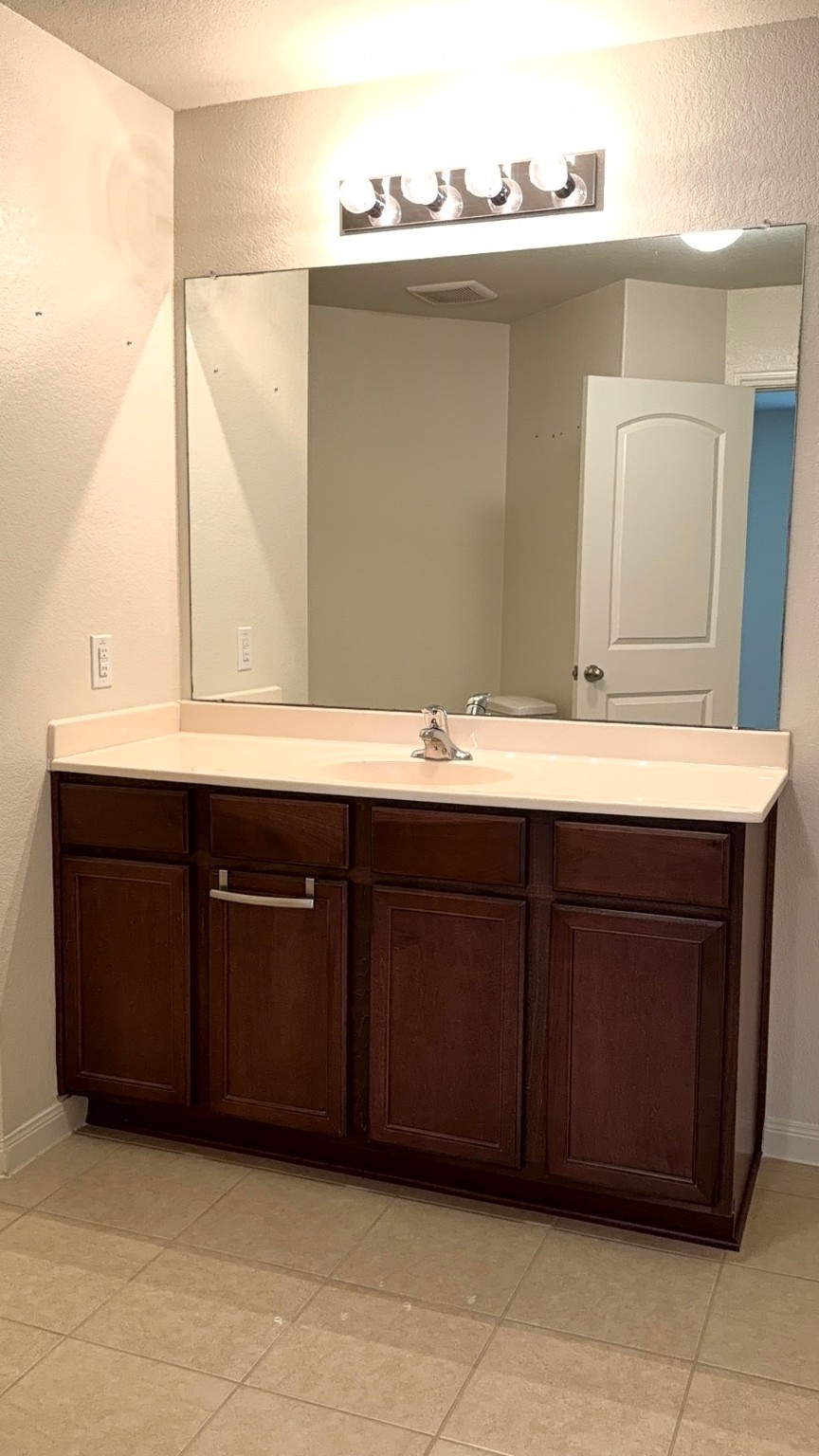 22418 Threefold Ridge Drive Hockley, TX 77447 - Photo 11 of 19 a bathroom with a sink vanity and mirror