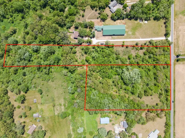 a view of a lake with a park