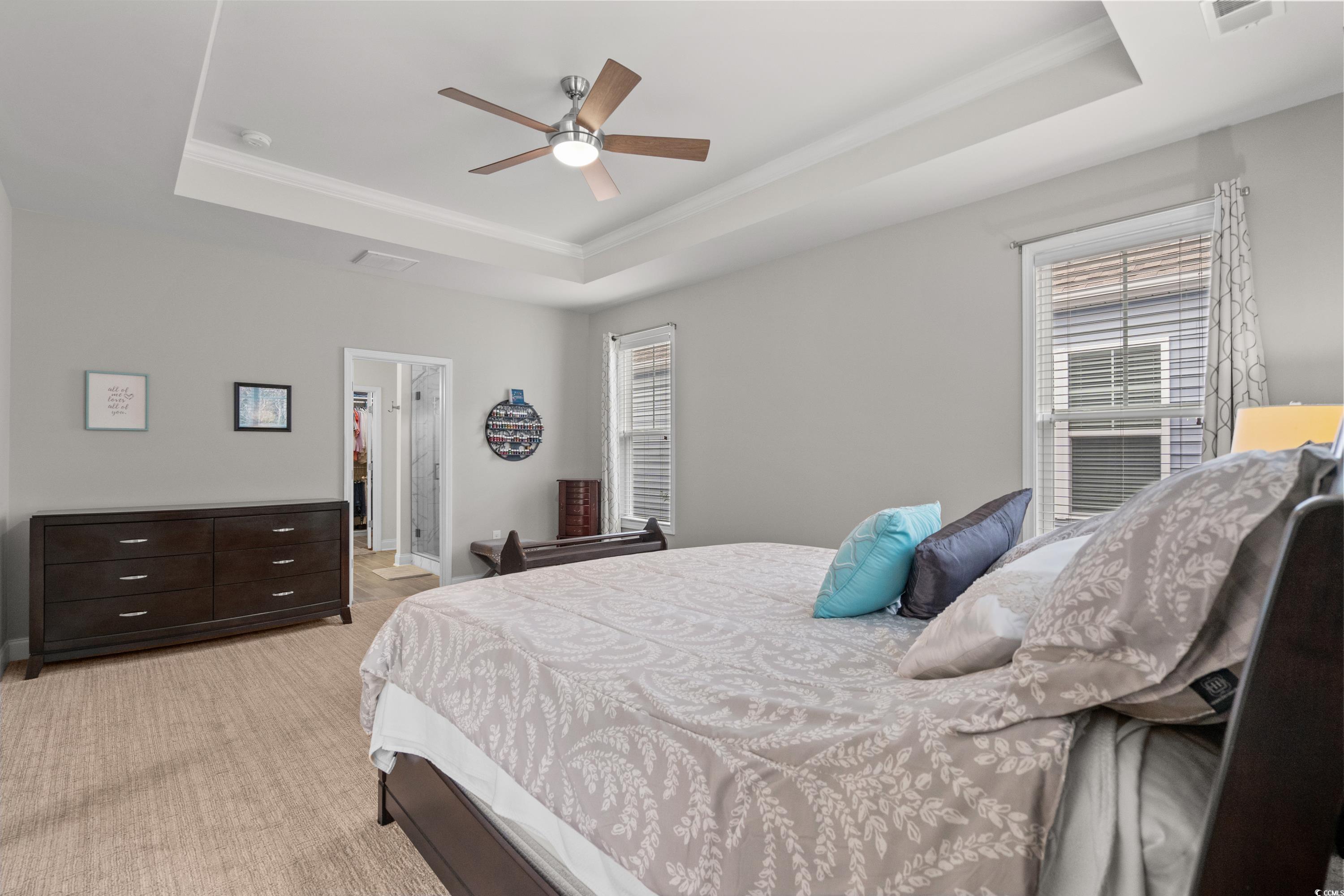 4284 Livorn Loop Myrtle Beach, SC 29579 - Photo 28 of 40 Bedroom with multiple windows, a raised ceiling, a