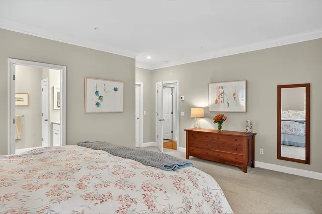 a bedroom with a bed and a cabinets