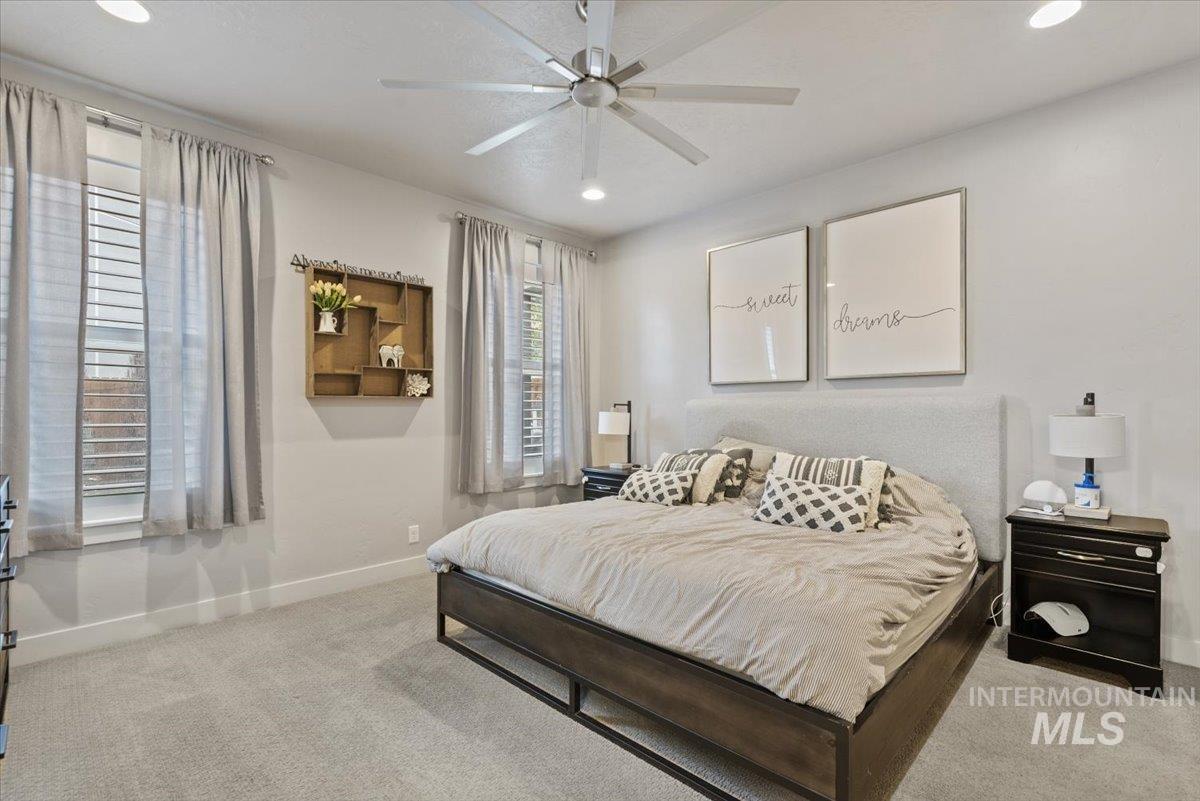 2616 West Neff Street Boise, ID 83702 - Photo 17 of 36 Bedroom featuring carpet, recessed lighting, and a ceiling fan