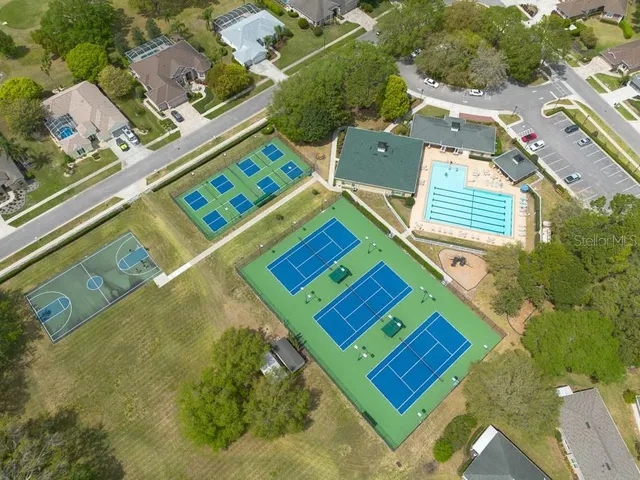 an aerial view of a house