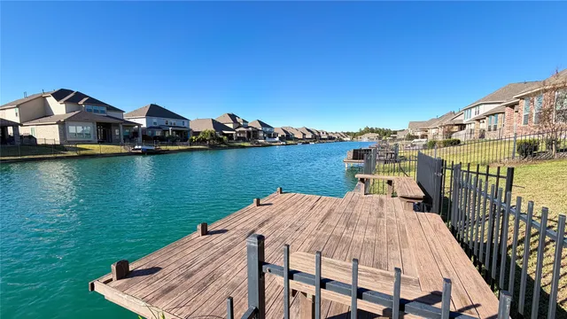a view of a lake with a terrace