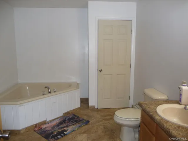 a bathroom with a bathtub