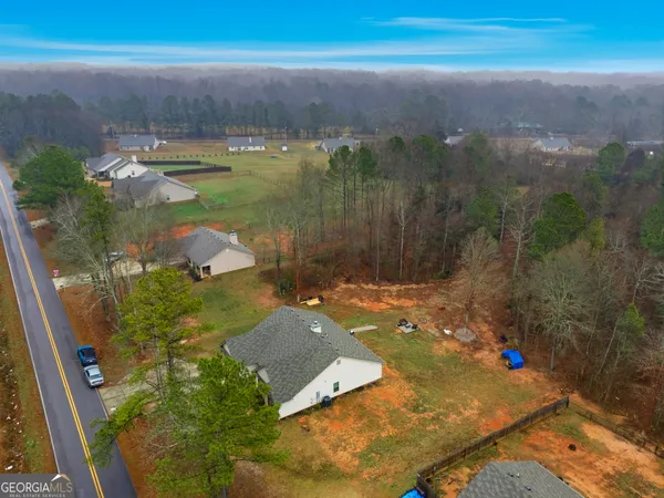 an aerial view of a house