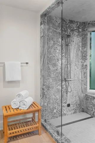 a bathroom with a shower