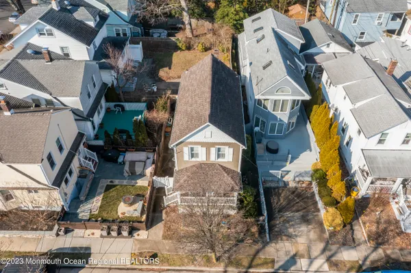 an aerial view of a residential houses