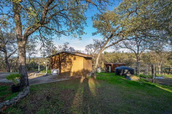 a view of a house with a garden and plants