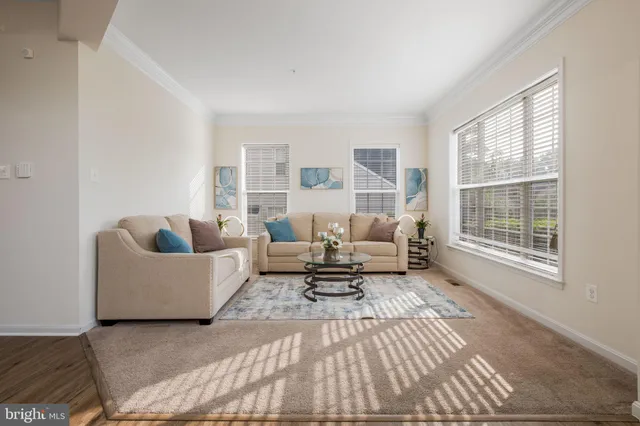 a living room with furniture and a rug