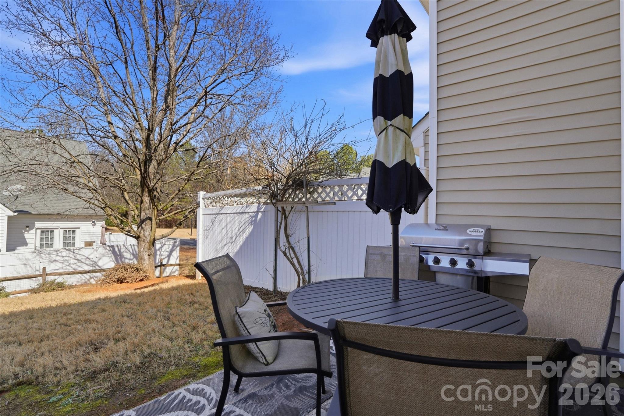 2262 Hanover Drive Fort Mill, SC 29707 - Photo 22 of 26 a view of backyard with a table and chairs and wooden fence