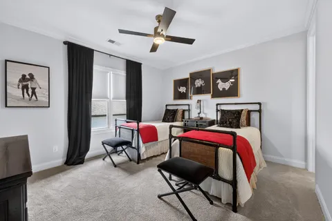 an aerial view of residential house with outdoor space and river view