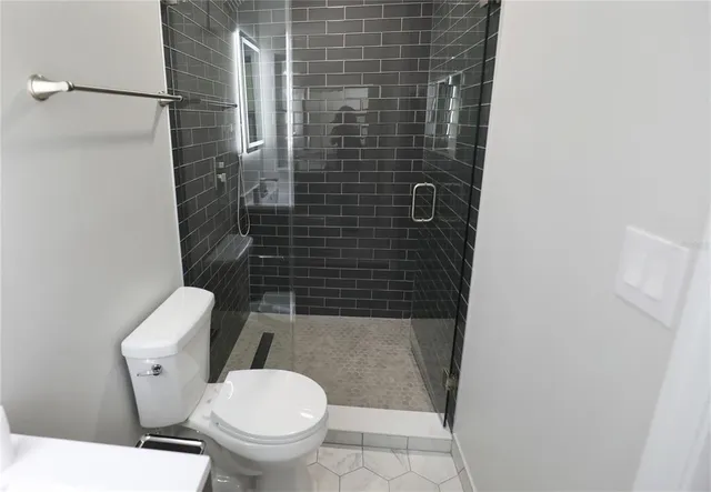 a bathroom with a bathtub
