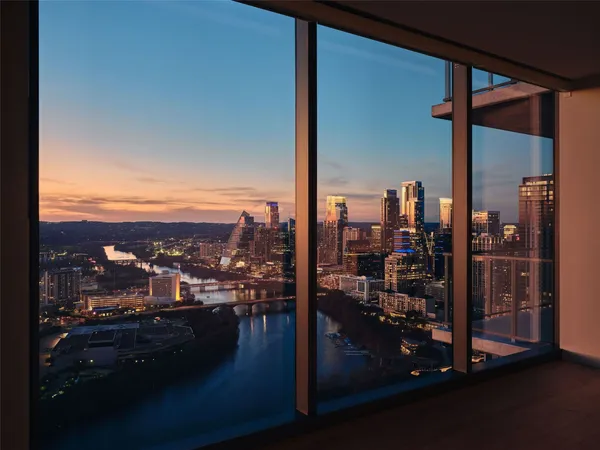 a view of a city from a balcony