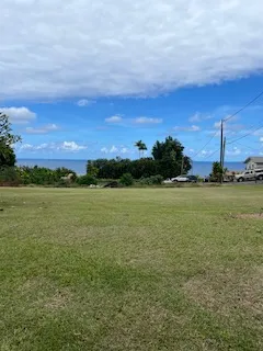 a view of a field with an ocean
