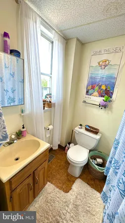 a bathroom with a sink toilet and mirror