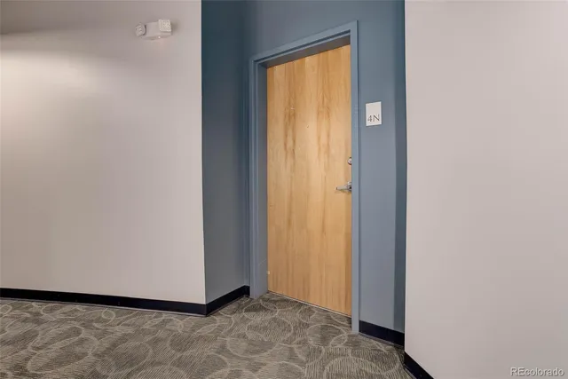 a view of a small space with a window